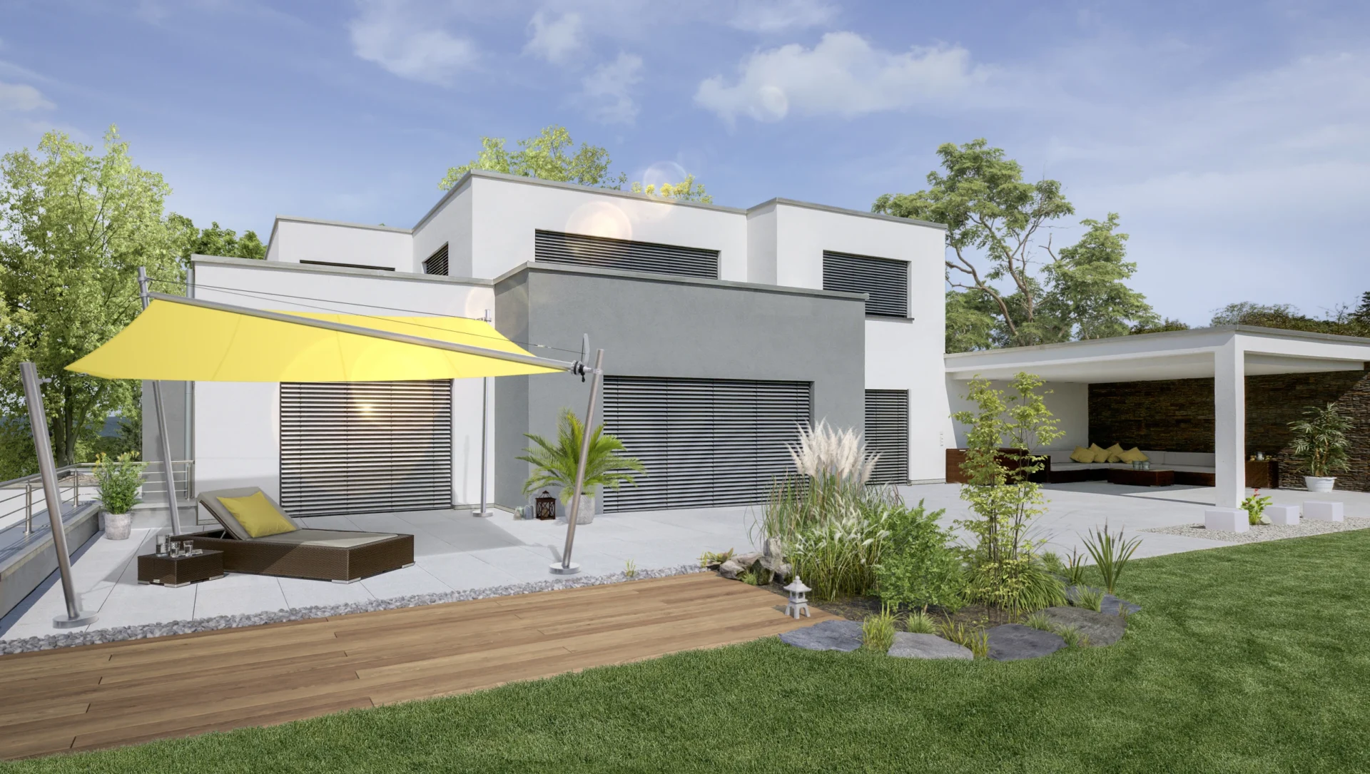 Moderne Villa mit Garten und Sonnensegel